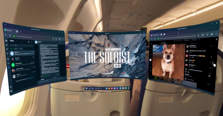 Quest headset on a plane
