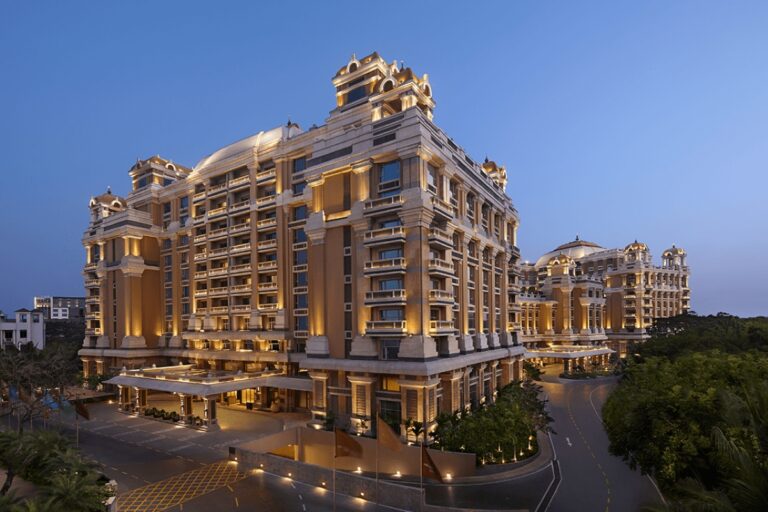 ITC Grand Chola exterior dusk detail